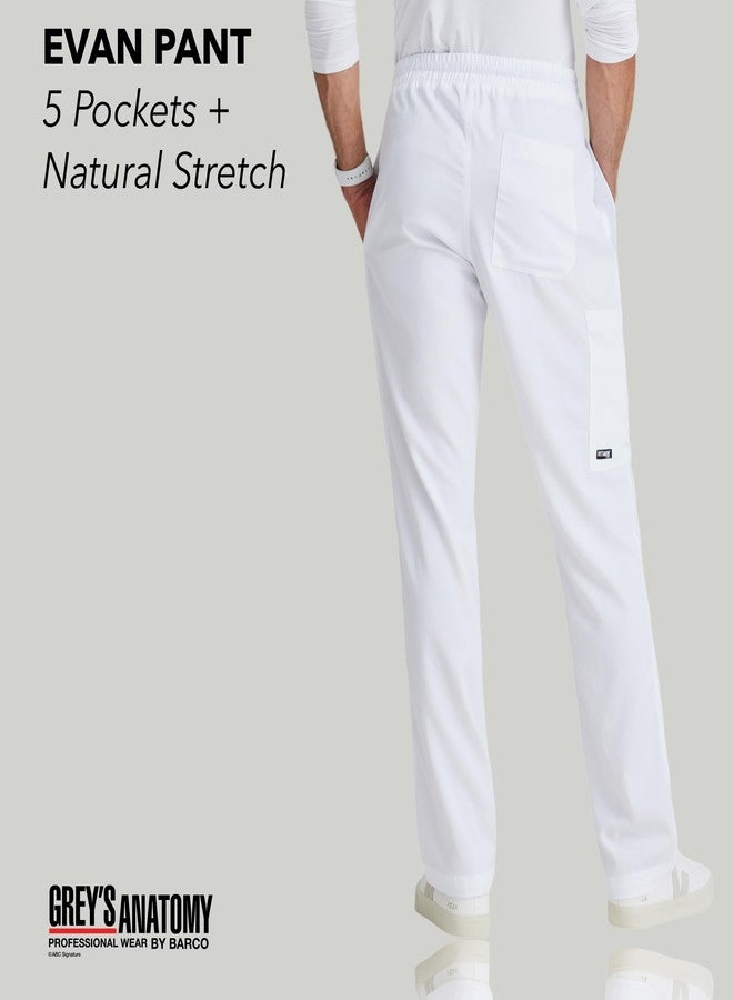 BARCO Grey’s Anatomy Classic Evan Scrub Pant for Men – White, 5-Pocket Zip-Fly Scrub Bottoms with Natural Stretch, Soil Release Fabric, and Super-Soft Finish – Medium, Tall Fit - Image 2